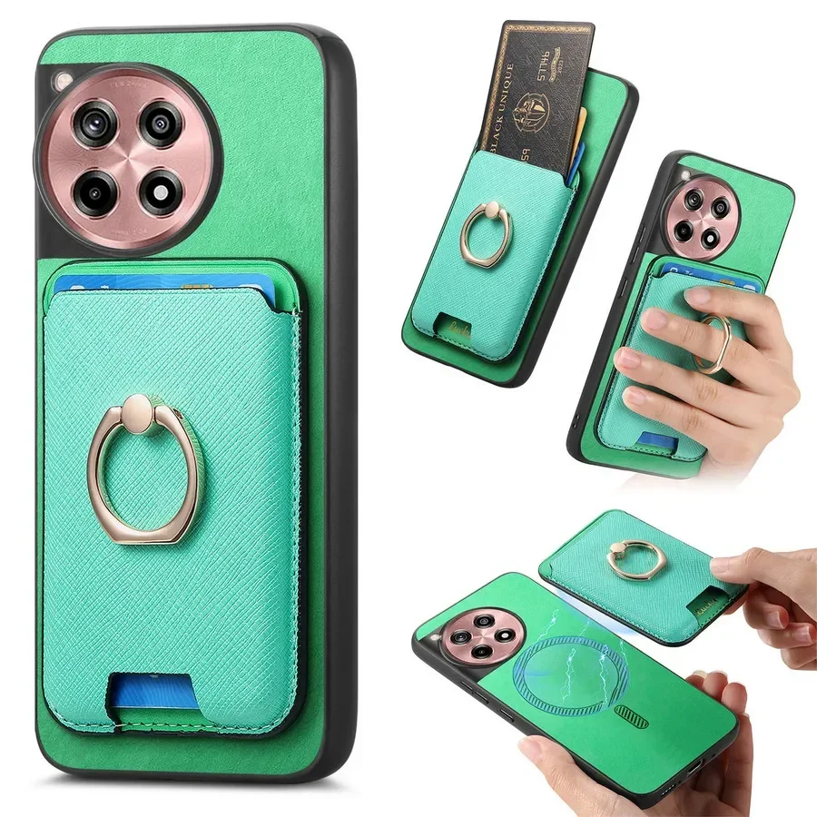 Enhanced MagSafe-Compatible 2-in-1 Detachable Leather Card Case and Back Cover