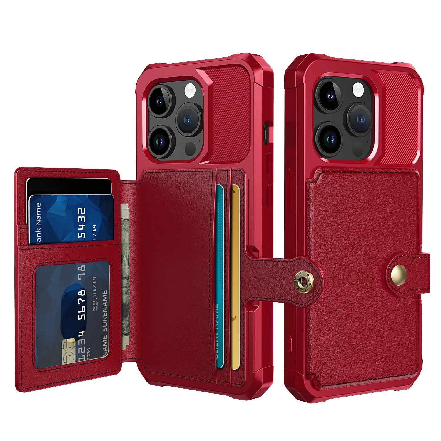 Leather Magnetic Card Slot Wallet Case - Anti-Drop Protection & Holder Pocket Cover