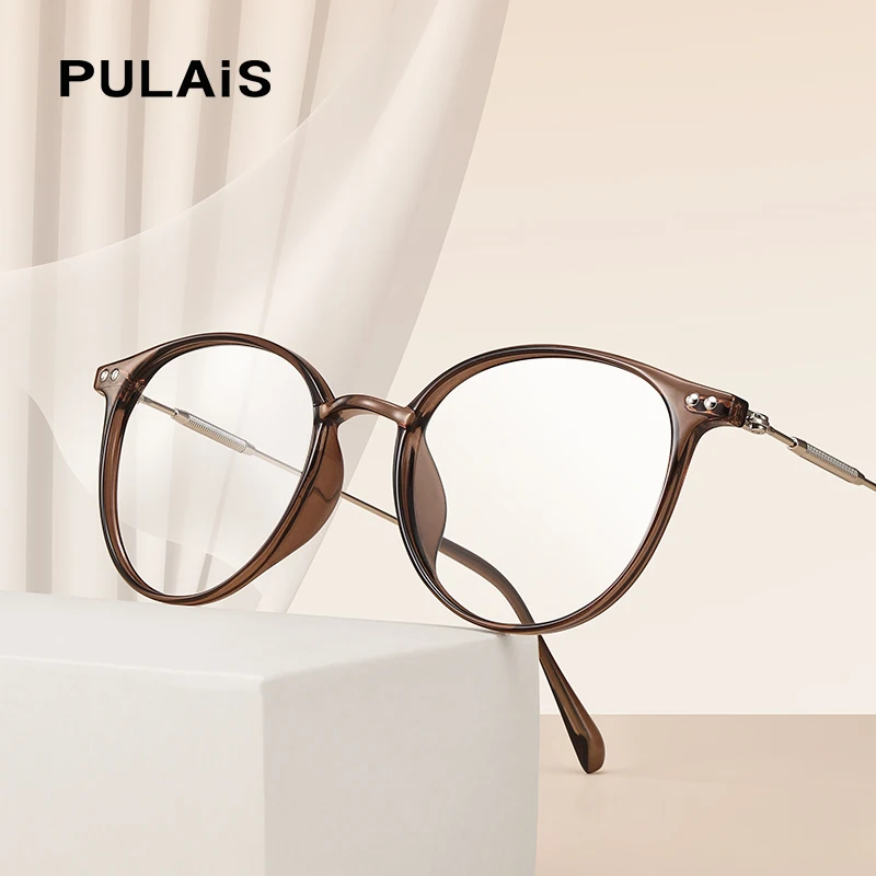 

Pulais Fashion Women Eyewear Retro Myopia Men Eyeglasses Frame Trend Optical Computer Glasses with Anti Blu Ray Lens