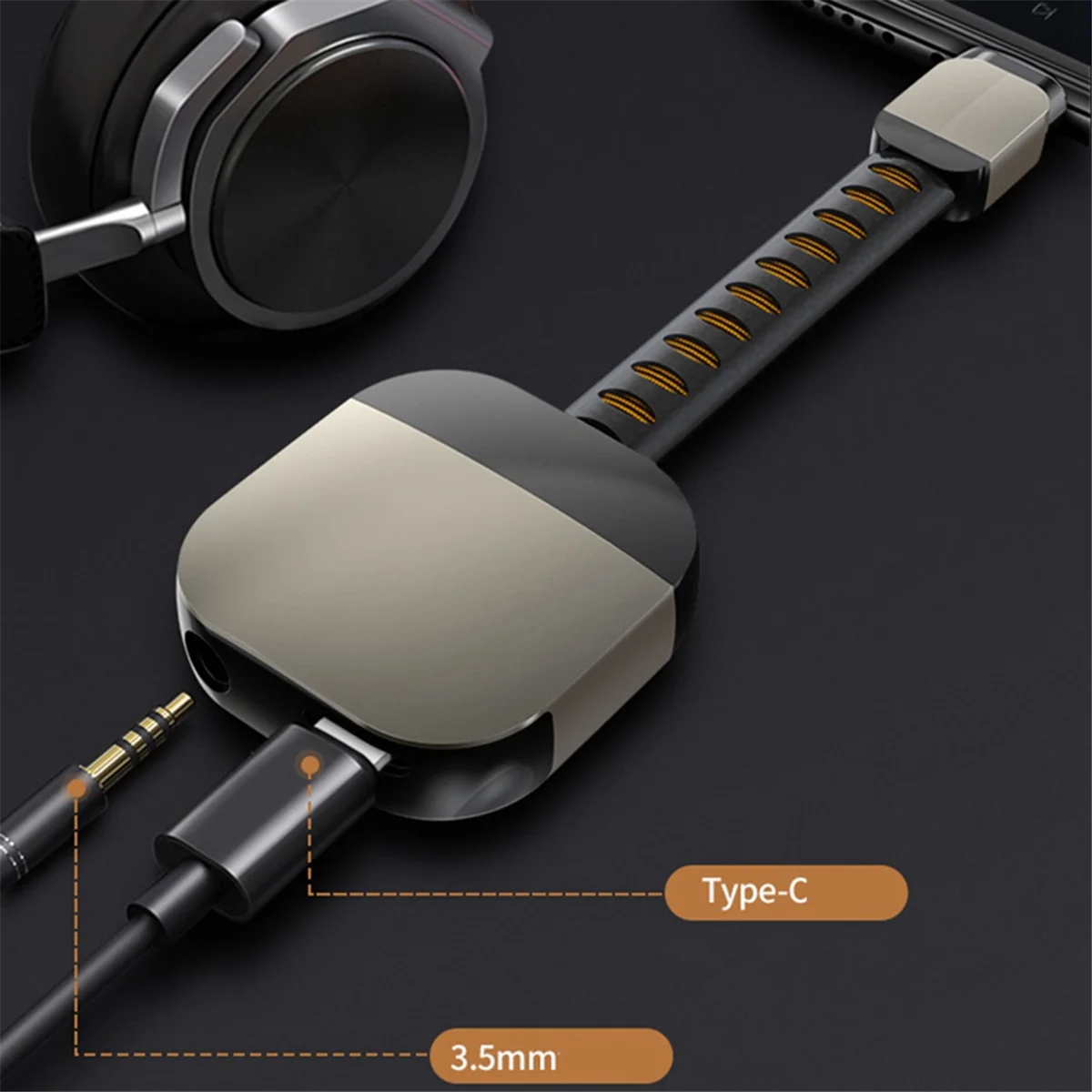 C타입-3.5mm 잭 헤드폰 어댑터, C타입 스플리터, 2-in-1 Hifi 오디오 충전 컨버터, C타입 스마트폰용