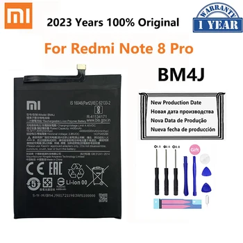 100% 샤오미 레드미 노트 8 프로용 정품 BM4J 4500mAh 배터리, 고품질 휴대폰 교체 배터리
