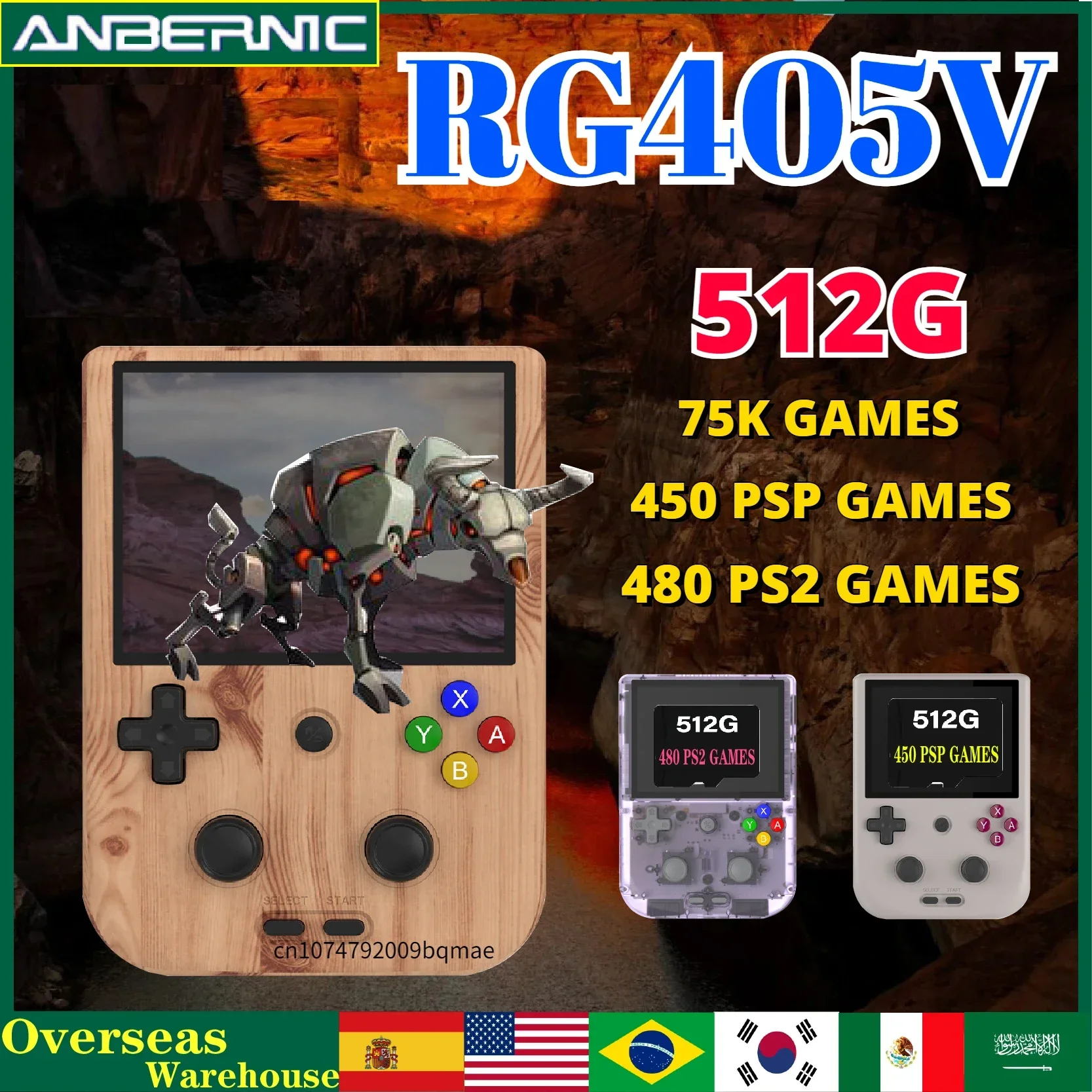 Anbernic Rg405V Console Di Gioco Portatile 4 Pollici Ips Touch Screen Hall Joystick Android 12 Lettore Di Giochi A 64 Bit 5500Mah Psp Ps2 Giochi