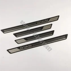 Enhanced Car Door Sill Scuff Plates Threshold Protector Stickers - Welcome Pedal Accessories (Carbon fiber pattern)