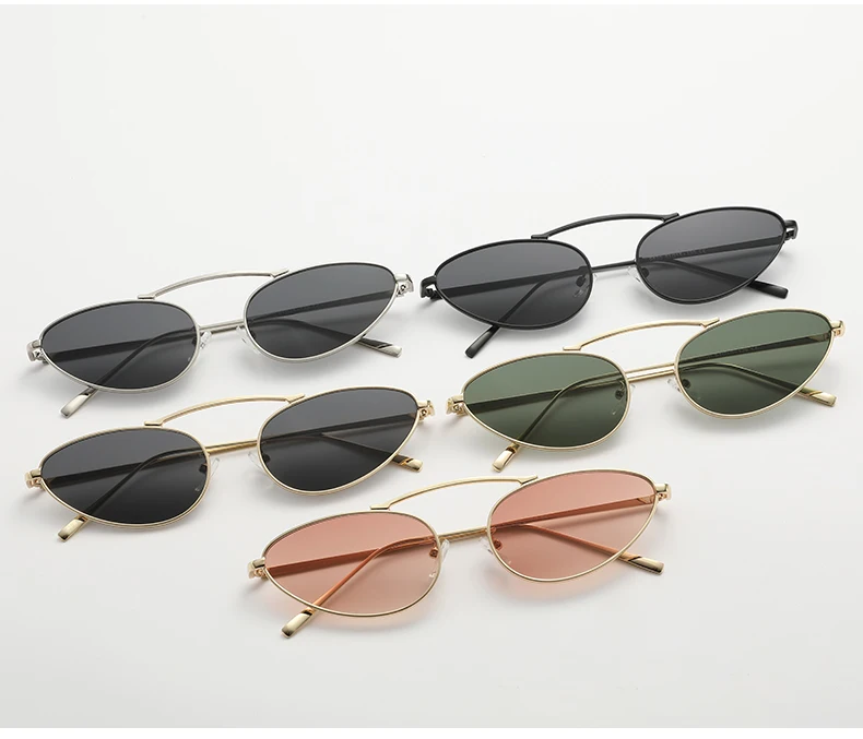 Neue Dreieck Cat Eye Sonnenbrille Sonnenbrille Weibliche Metall Rahmen Oval Brillen Einzigartige Elegante Grüne Brillen UV400 – Detail 11