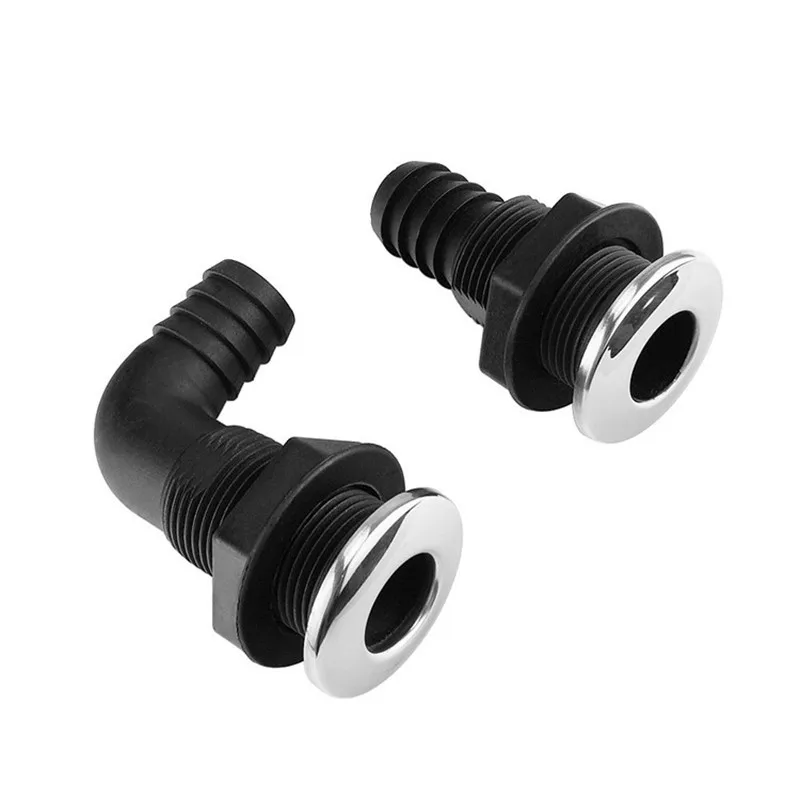 

ABS Plastic Thru Hull Bilge Fitting With Stainless steel Rim Bilge Pump Aerator Hose Boat Marine Yacht Sail Accessories