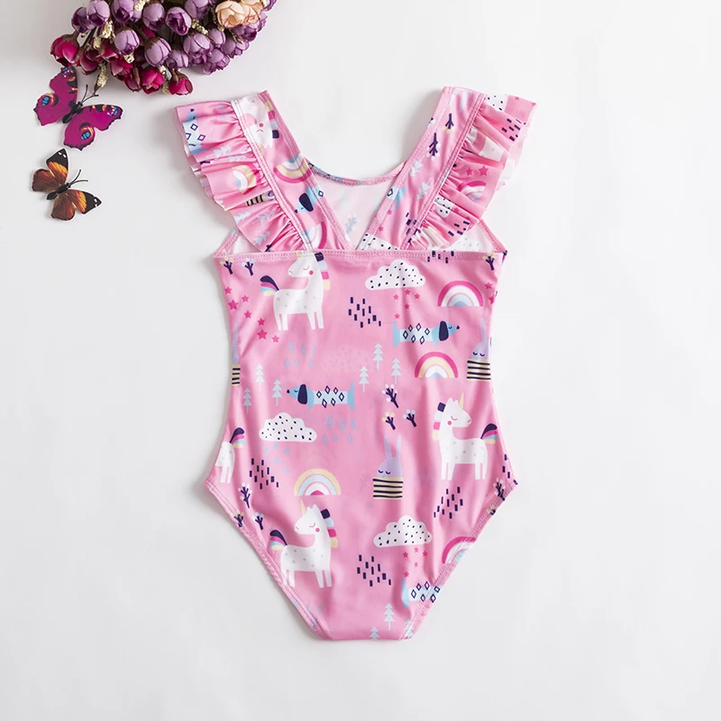 Baby Girls Unicorn Swimsuit One Piece Summer Backless Bathing Suits Children Swimwear Girls Swimming Outfits Kids Beachwear 5