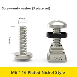 Cabinet Mounting Screws and Cage Nuts with Washers - 20pcs (M6 16 Nickel)