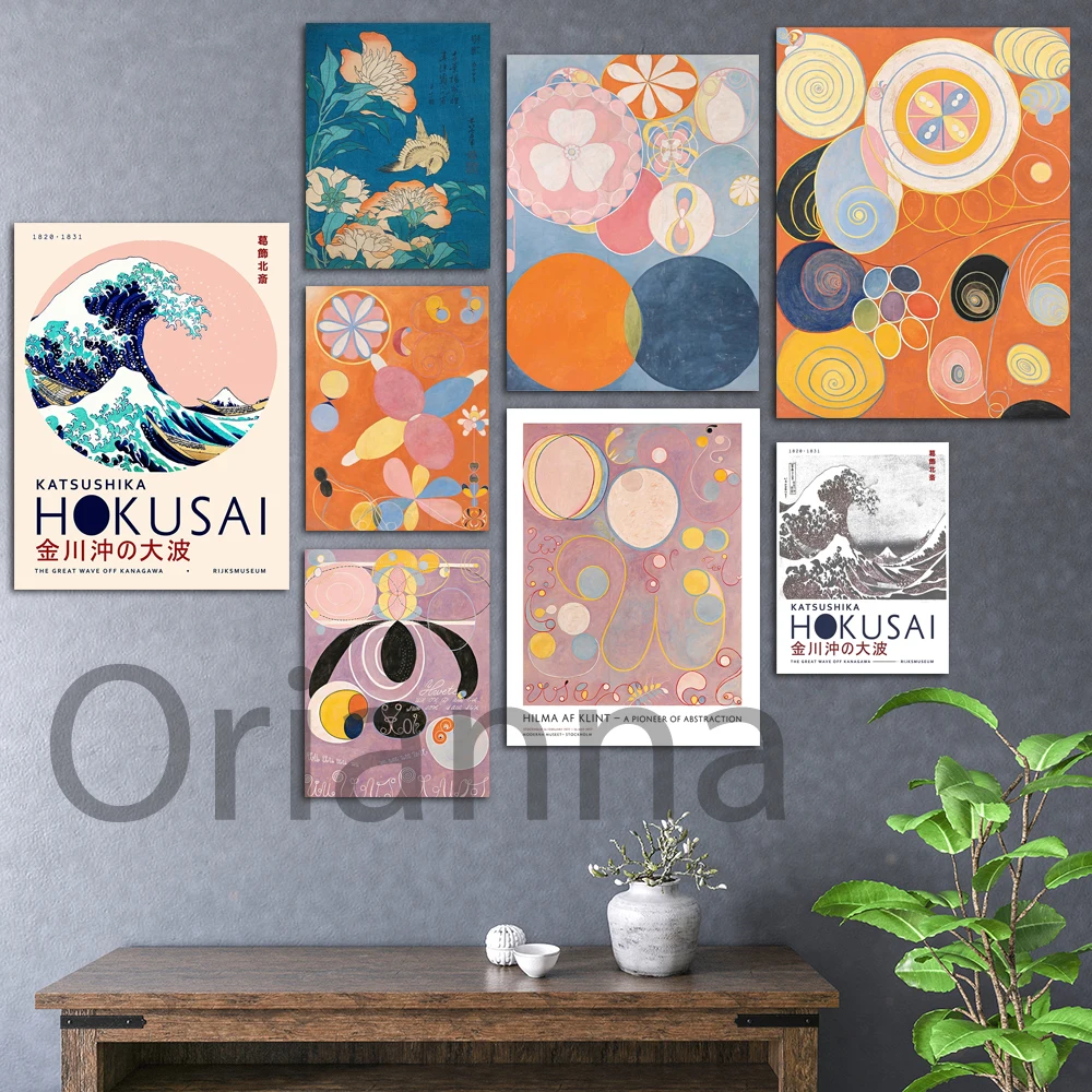 Stampe Hd Acquerello Astratto The Great Wave Off Kanagawa Poster Home Decor Canvas Painting Pop Wall Art Vintage Modular Picture