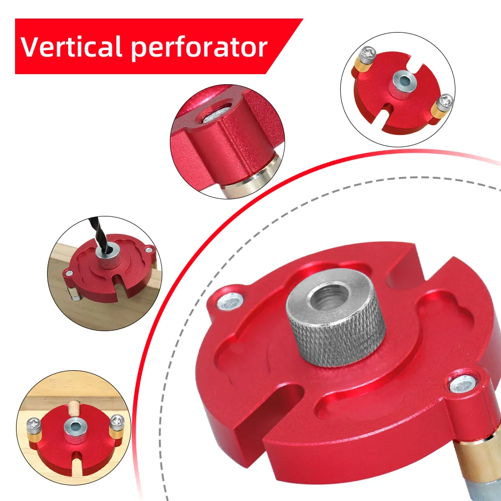 Kit di maschere per tasselli autocentranti per la lavorazione del legno con boccola in acciaio da 3-10mm-localizzatore di guida per trapano con giunzione in legno con foro verticale in alluminio