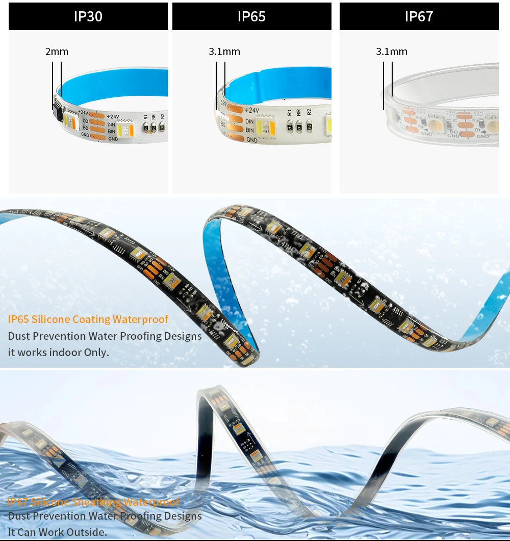 WS2805 Pixel LED-Streifenlicht RGBCCT 5-in-1 adressierbare LED-Leuchten Dual-Signal ähnlich WS2811 60 LEDs/m 1IC bis 3/6LED DC12V/24V – Detail 4