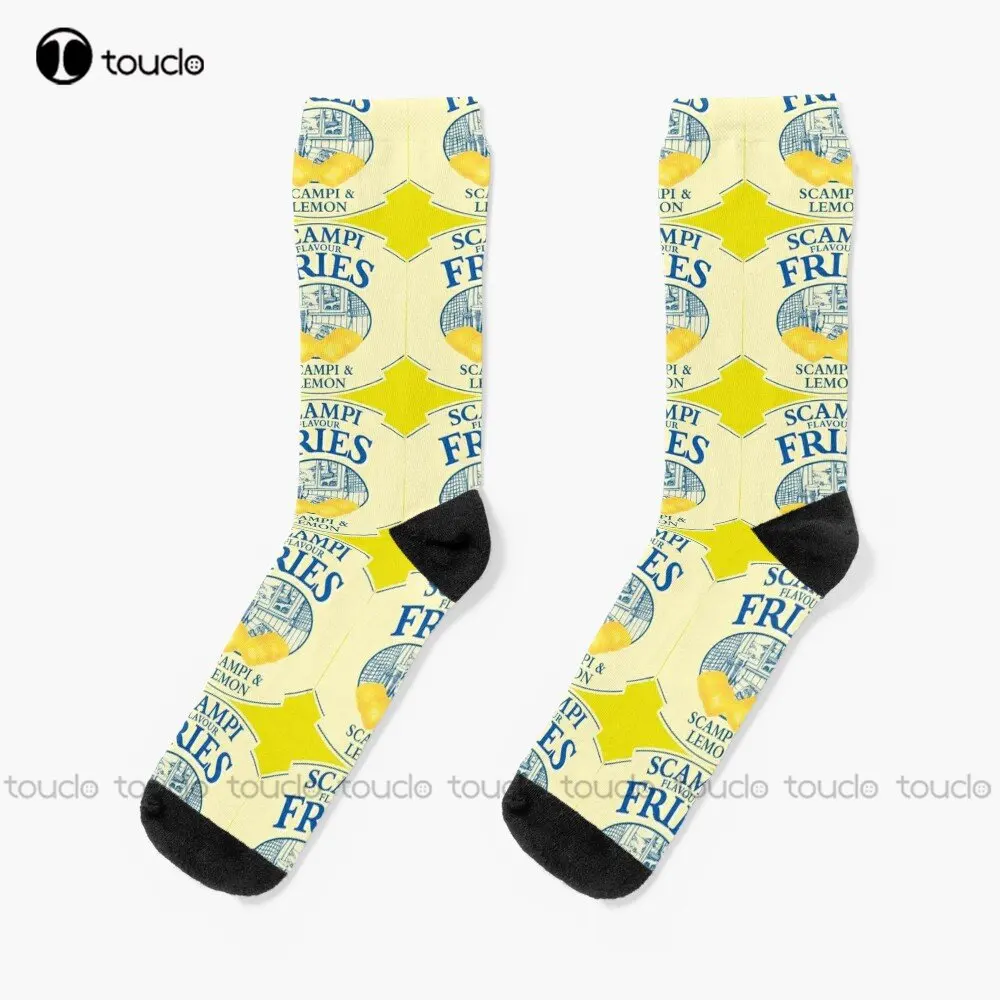 

Scampi Fries Retro 80S 90S Socks Custom Socks Personalized Custom Unisex Adult Teen Youth Socks Street Skateboard Socks Funny