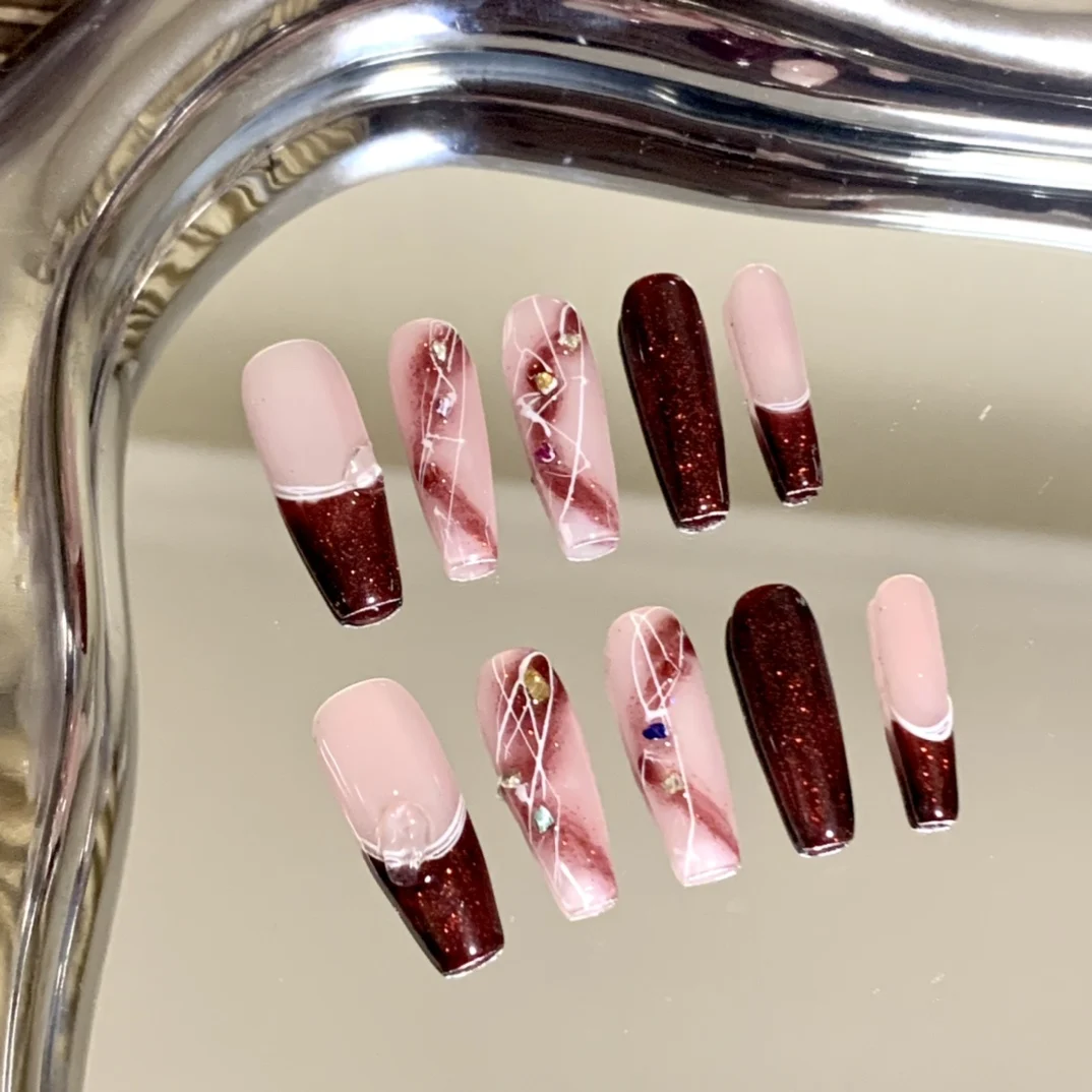 

Emmabeauty, «вишневые цветы, как облака», длинная фотография, съемный высококачественный отбеливающий пресс ручной работы для ногтей. № D998