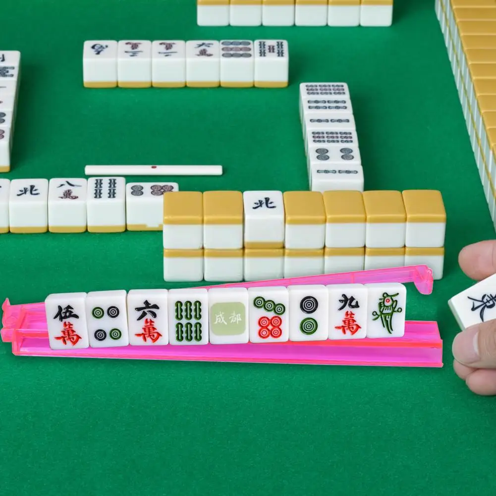 Mahjong Rack Set Portable Multifunctional Mahjong Rack Pushers Acrylic Tile Holders for American Mah Jongg Heavy Duty