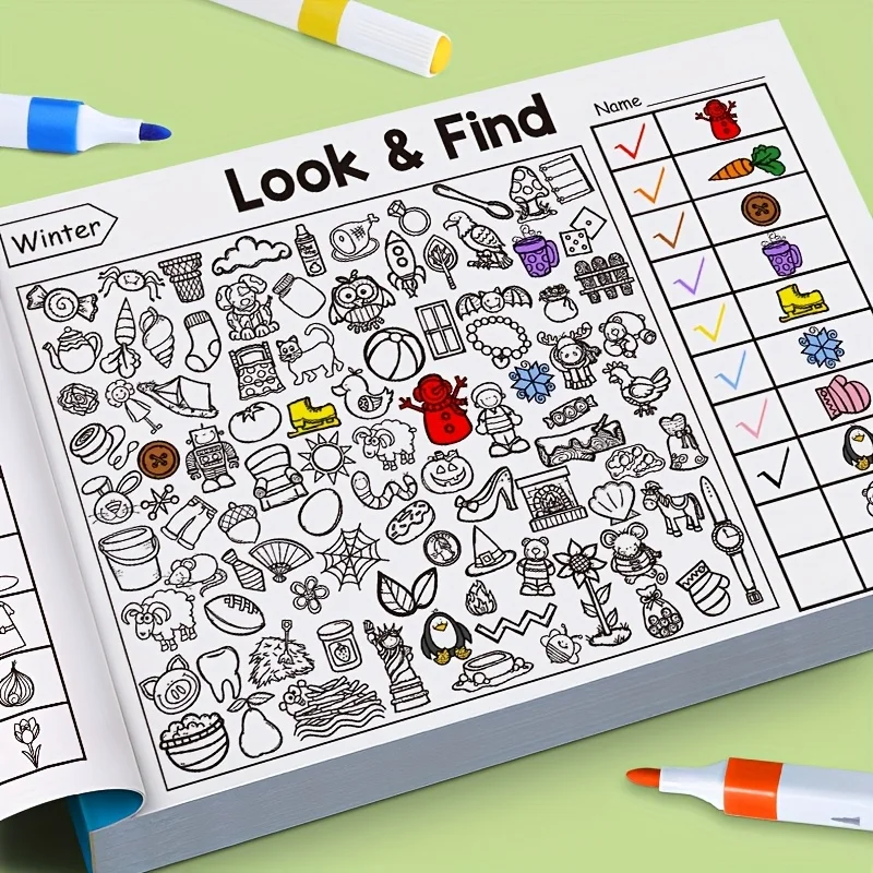 Interactive Memory & Color Recognition Activity Book with Look & Find Games, Sudoku Puzzles, Matching Tasks - Educational for &