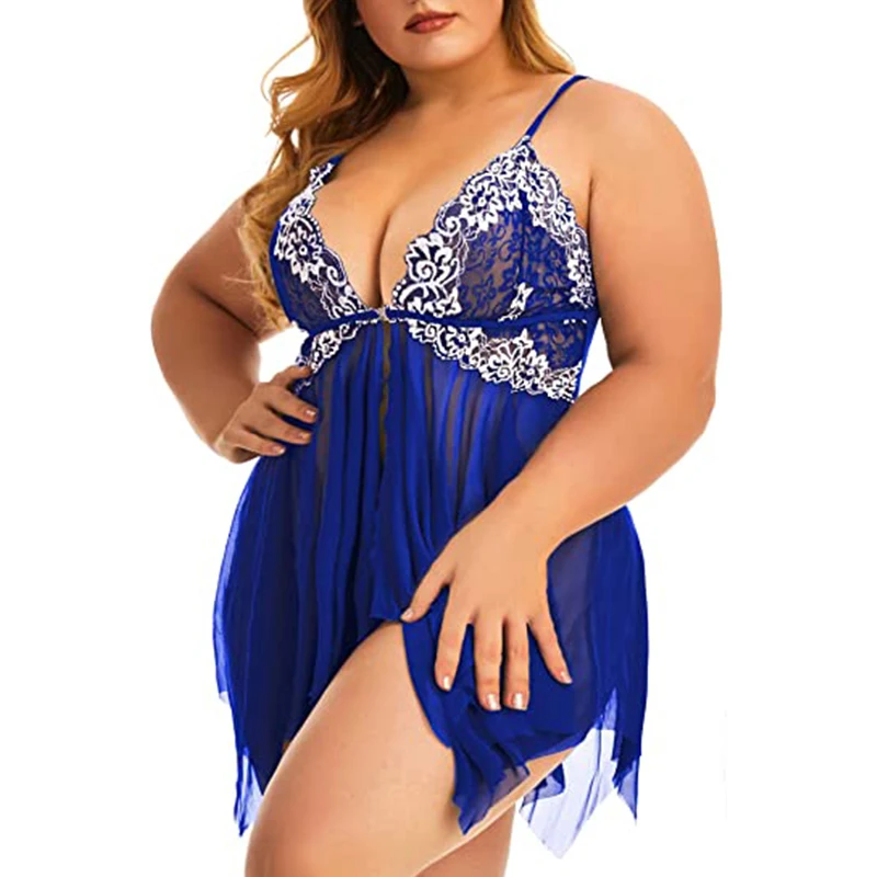 Lingerie Sets Sexy Women Lingerie Sleepwear Plus Size Lace Babydoll Chemise V Neck Nightgown Maternity Negligee S-5XL