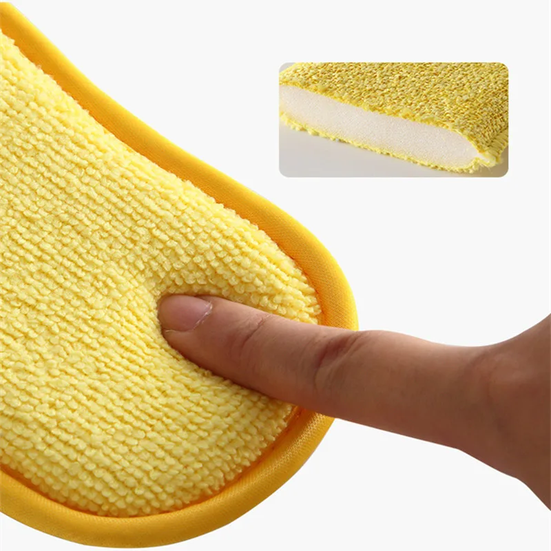 5PCS Scrub Sponges for Dishes Non-Scratch Microfiber Sponge Non Stick Pot Cleaning  Sponges Kitchen Tools Wash Pot Gadgets - AliExpress