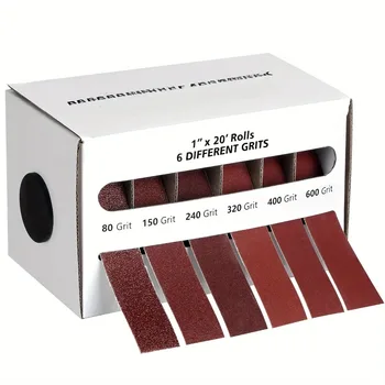 Diamond Cloth Sandpaper Roll Set – 80/150/240/320/400/600 Grit Metal Emery Cloth with Dispenser for Grinding, Polishing & Finishing 1