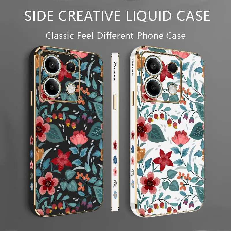 Red Flower Luxury Plating Phone Case