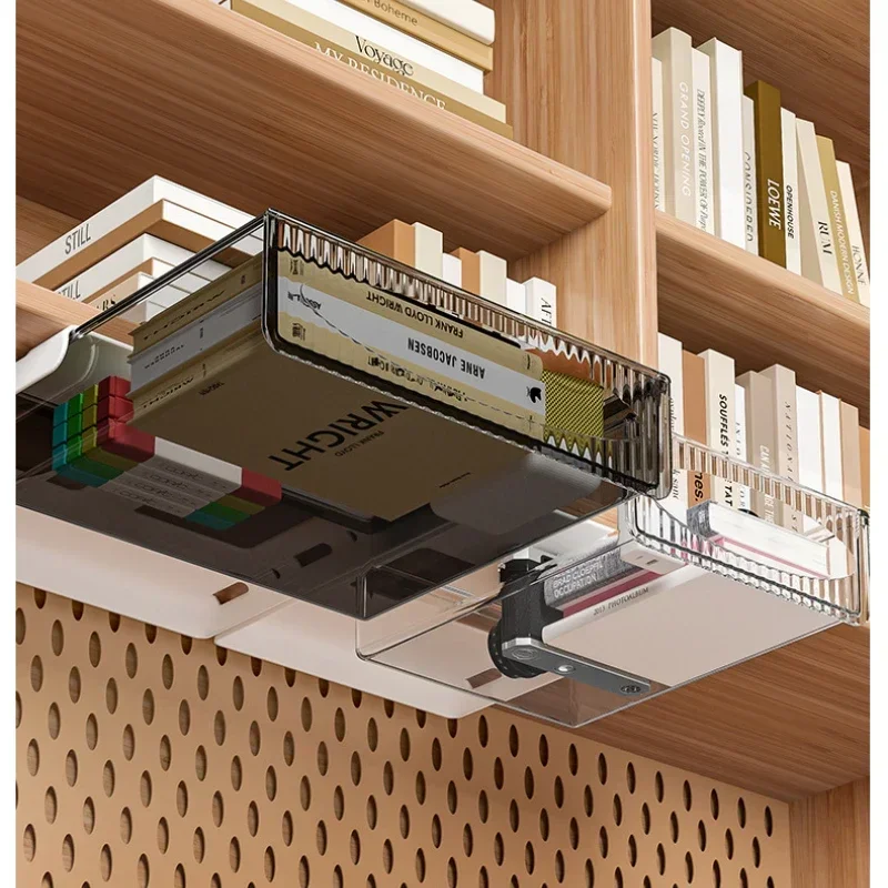 Storage Table Shelf Storage Box Pull Out Hanging Under Desk Drawer Large Capacity self adhesive storage box,drawer organizers,desktop storage box,storage box,under desk drawer