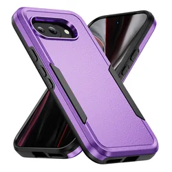 Shockproof Dual-Layer Protective Phone Case with Screen Protector for PC TPU (Purple black)