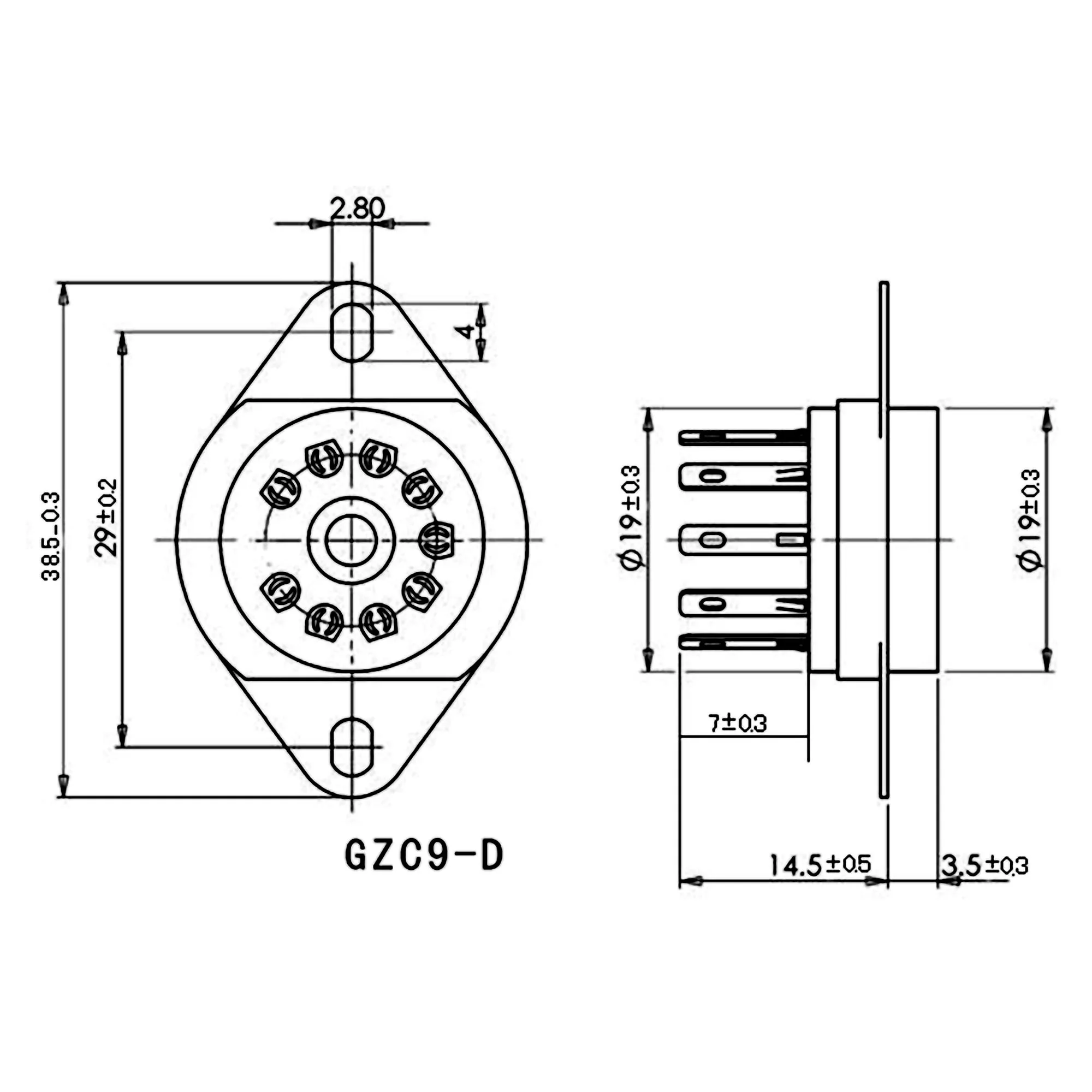 10PCS 9pin B9A Ceramic Tube Socket GZC9-D For 5670 12AU7 ECC83 6DJ8 6CG7 6922 EL84 7199 EF86 ECC82 Hifi Audio Tube AMP