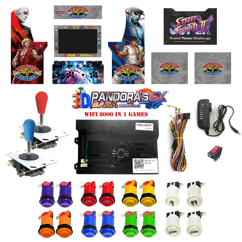 Pandora 3D Saga Box Ex2 8000 In 1 Kit Fai Da Te Per 2 Giocatori Arcade Game Tekken 6 Console Cabinet 8 Way Joystick Switch Pulsante Happ
