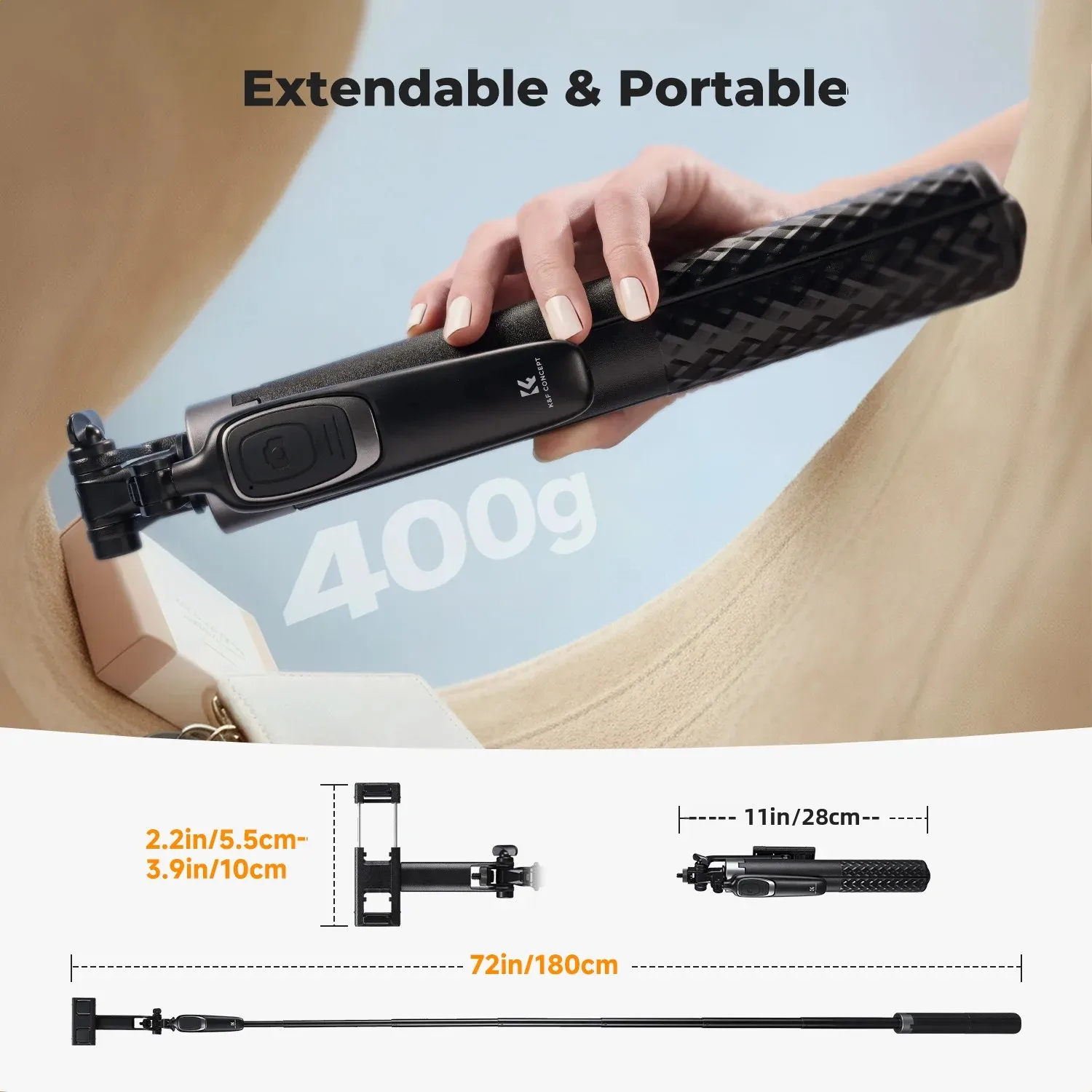K&f Concept 71" Phone Extendable Selfie Stick Tripod Stand For Iphone Samsung Xiaomi Action Camera With Wireless Remote Control, Alina Gadgets