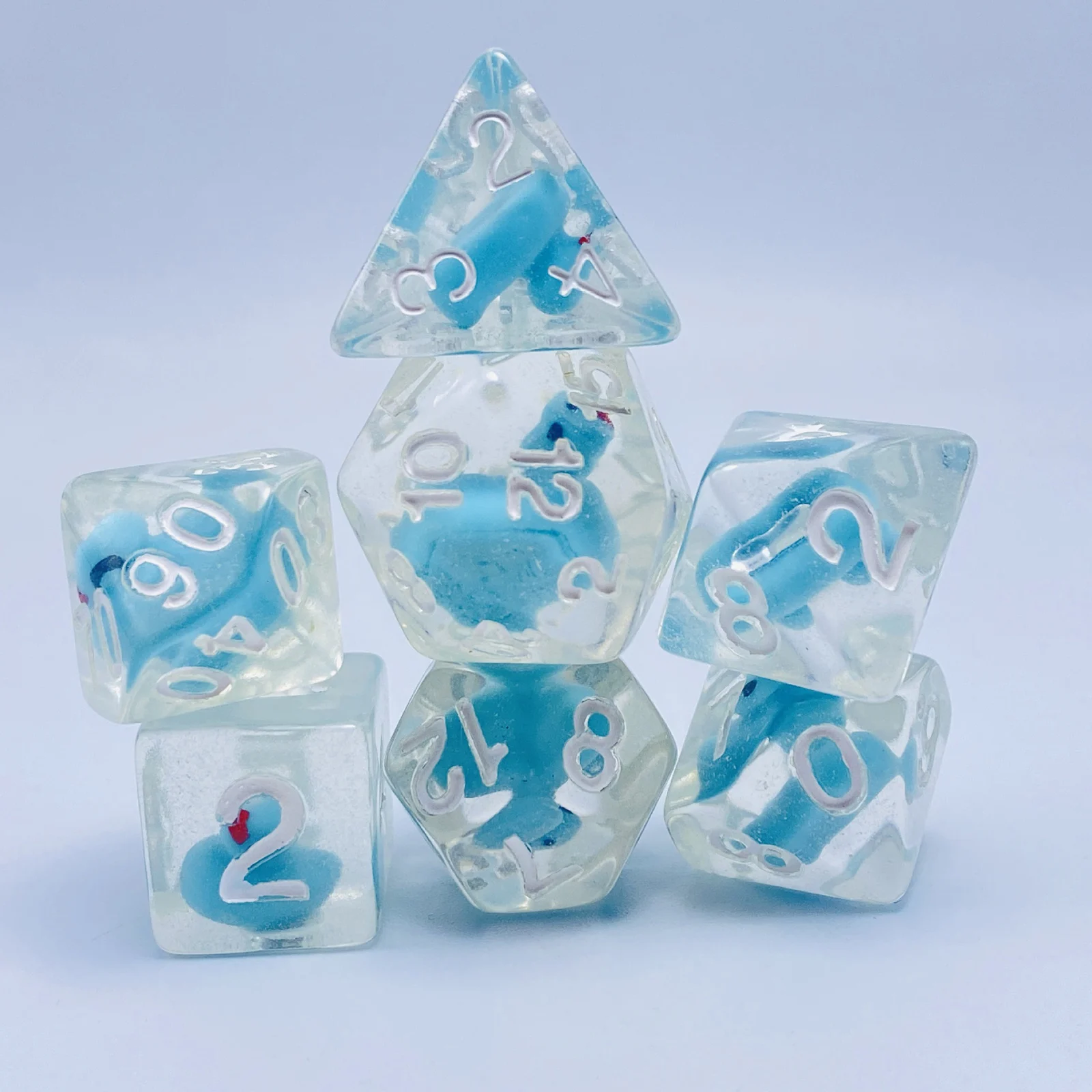 7x Multi Sided Polyhedral Dices Set Party Toys Filled with Ducks Animal D4-D20 Table Games Aesthetic Conscious Role Playing Bulk