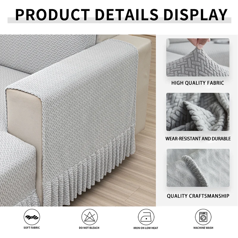 Stretch Jacquard Armrest Covers Spandex Armrest Cover for Chair/Sofas, Furniture Protector Armchair Slipcovers for L-shape Sofa 3