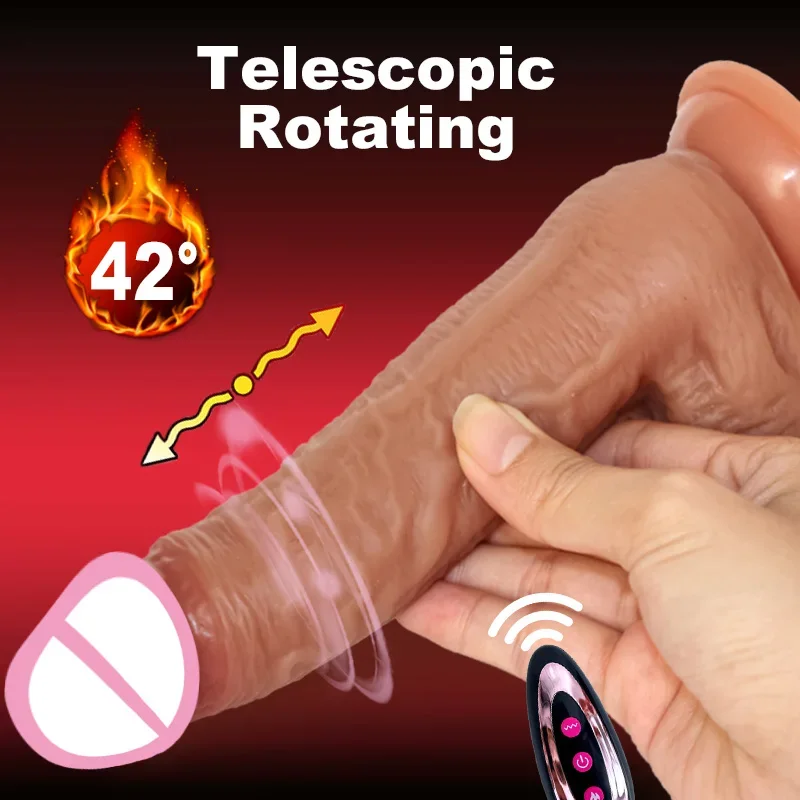 Realistic Dildo Telescopic Vibrator Penis Vaginal Masturbation Female Male Anal Plug Sexy Adult Rotating Heating Dildos Sex Toys 1