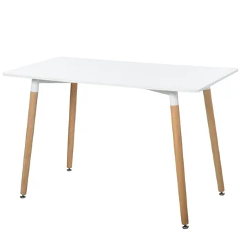 HOMCOM tavolo da pranzo in stile nordico con gambe in legno 120x60x75 cm bianco 1