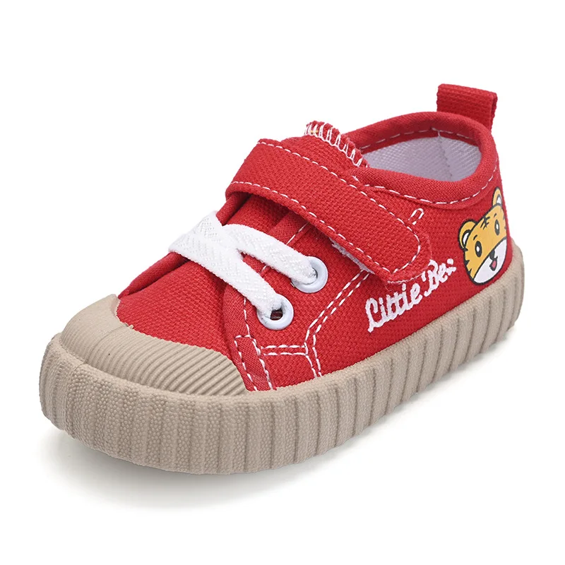 

Canvas Shoes Cartoon Kids Tiger Rubber Sole Breathable Spring Children Casual Shoes 26-27 Toddler Yellow Red Flat Baby Shoe