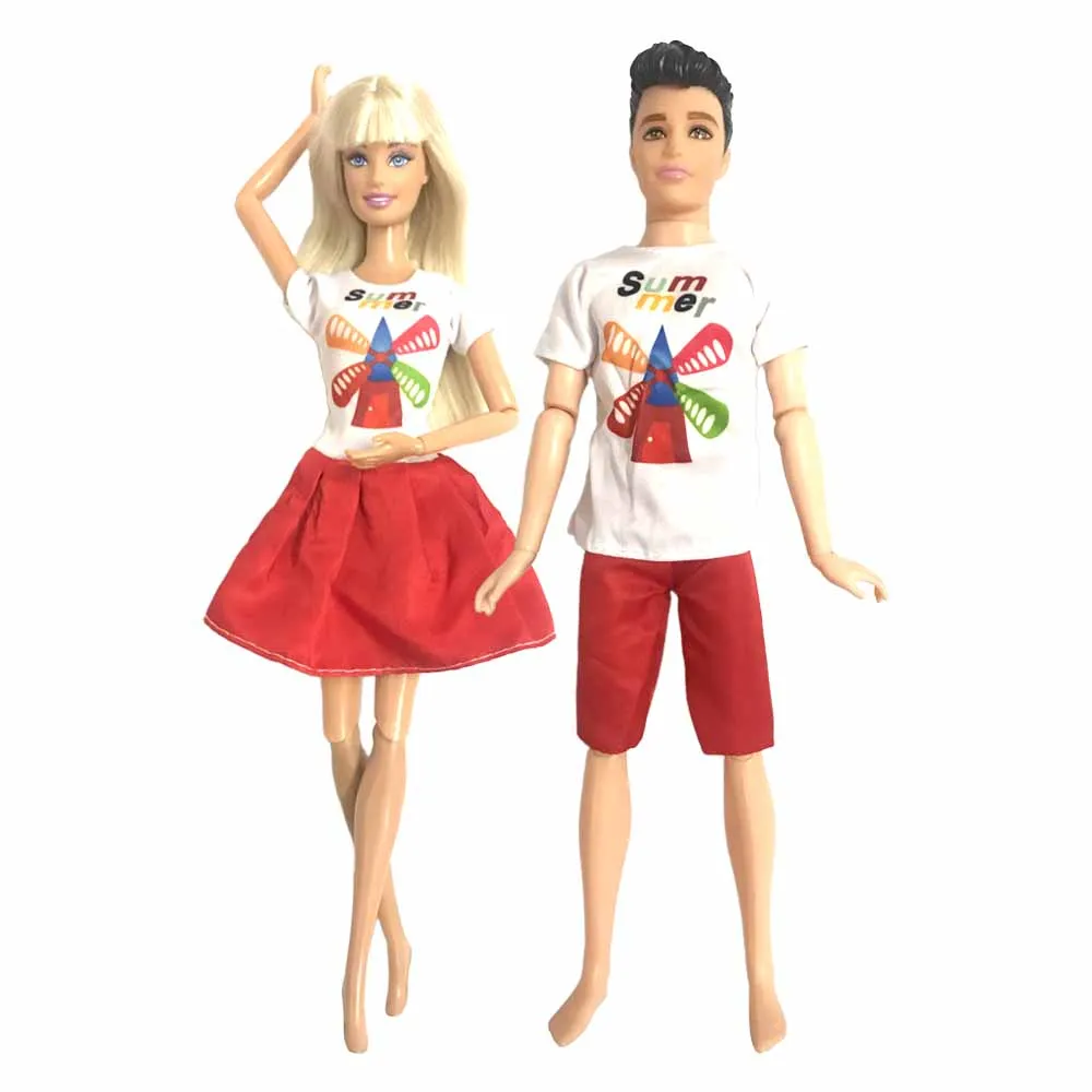Nk Ufficiale 2 Pz/Set Coppia Abbigliamento Abbigliamento Moda Per Bambola Barbie E Per Ken Doll Boy' Shorts Girls' Windmill Outfits