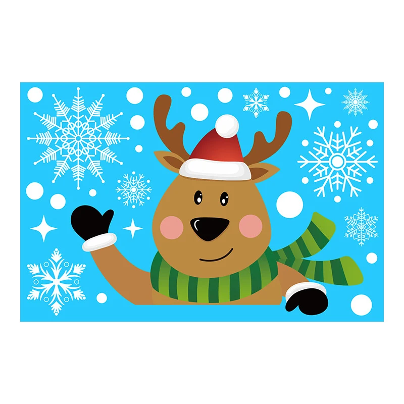 Removable Christmas PVC Static Sticker Santa Elk Window Stickers Beautify Snowflake Wall Decals New Year Party Glass Paste