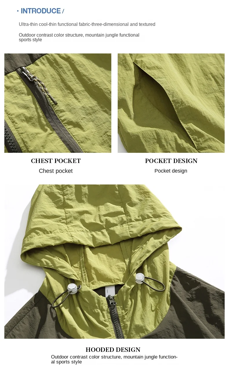 UPF50+Sunscreen Jacket 2024 Summer Trendy Brand Mountain Outdoor Sports Contrast Sunscreen Clothing Couple Casual Windbreaker