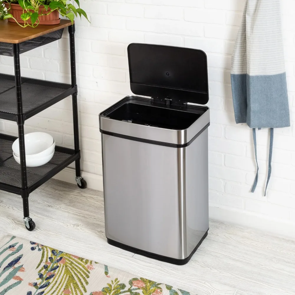 

13.2 Gallon Trash Can, Touchless Kitchen Trash Can, Stainless Steel