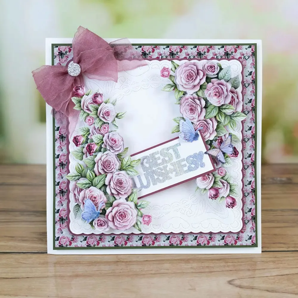 2025 디자이너 미드나잇 블라썸 포지 래디언트 플라워스 위스퍼즈 오브 로즈 메탈 커팅 다이 스탬프 스크랩북 스텐실 포토 DIY