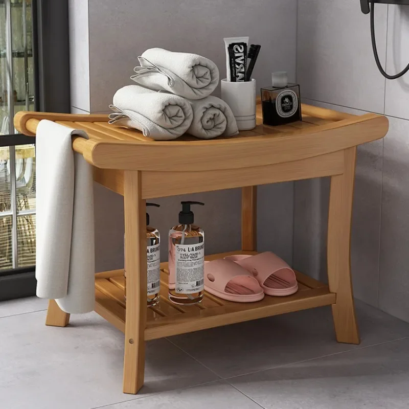 Bamboo Senior Bathroom Chairs Stepping Mobile Bathed Accessories Bathroom Stools Shower Caddy Sillas Plegables Furniture CM50YS woven chair
