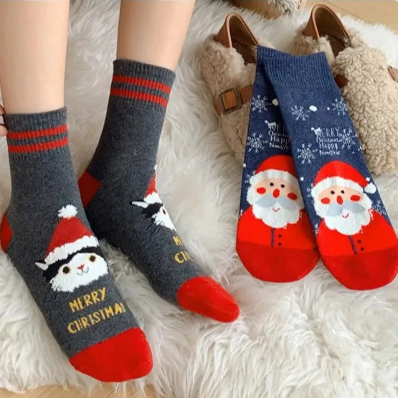Christmas Gift Cute Autumn Winter Cartoon Snowflake Santa Claus Christmas Tree Gingerbread Reindeer Warm Socks