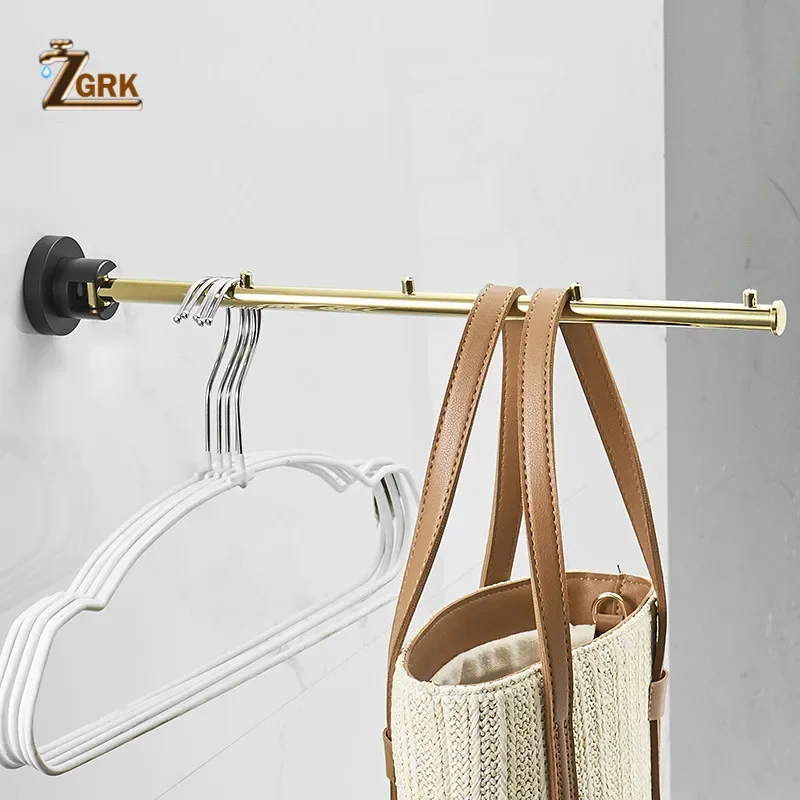 

ZGRK Brass Towel Bar Rotating Towel Rack Wall Hanging Clothes Drying Rack Indoor Balcony Hanger Storage Rack