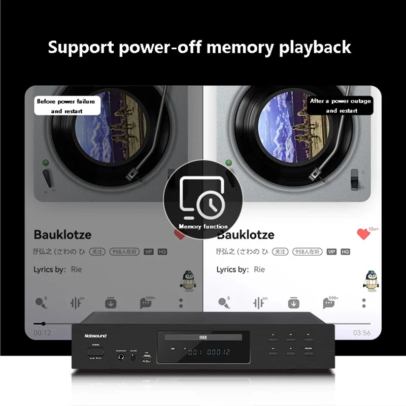 Portable cd player Professional HIFI CD Player Audiophile Home Bluetooth 5.0 Music USB Digital Audio Player Supports CD-DA Format Built-in Ear Amp