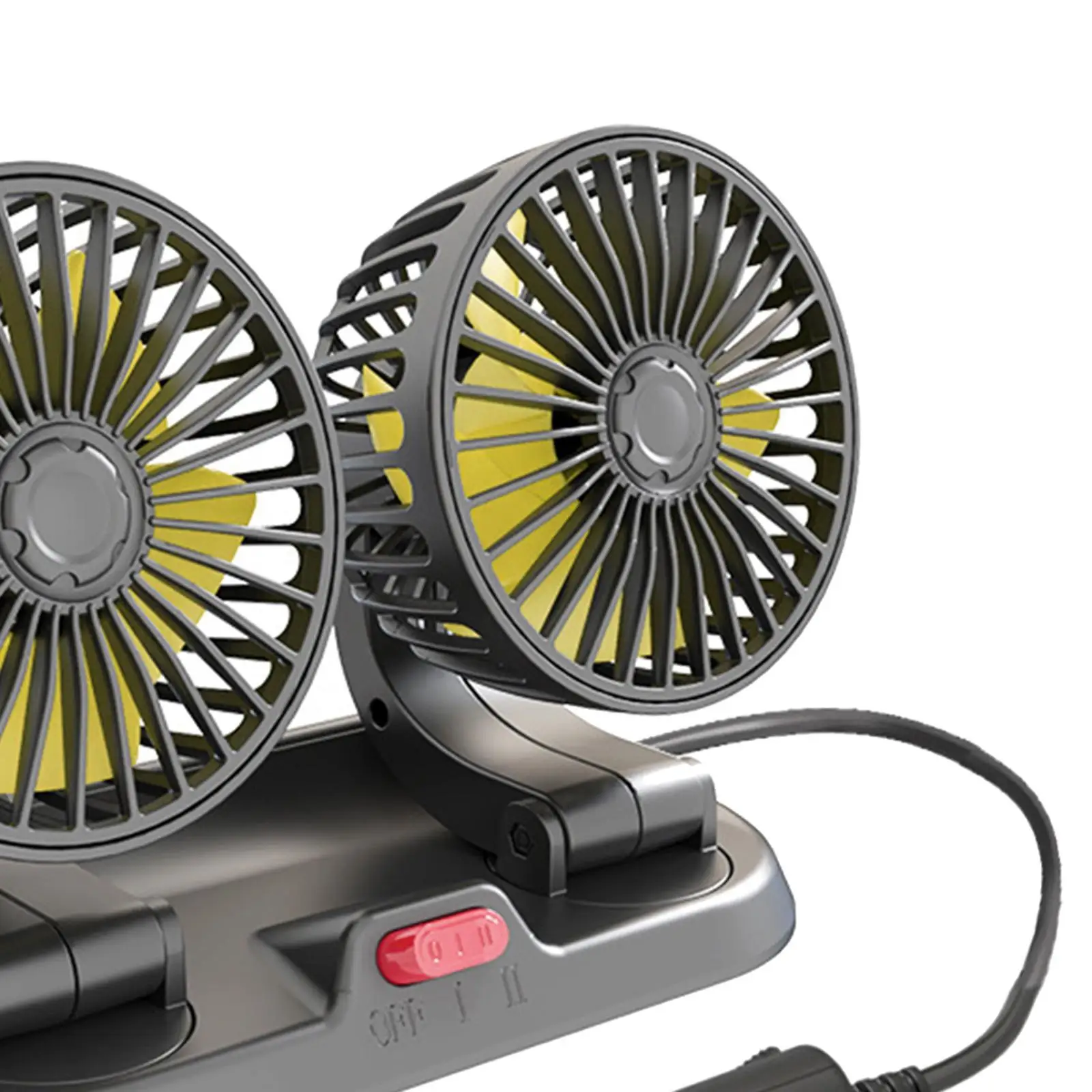 

Dual Head Car Fan Quiet Air Circulator Five Fan Blades Fit for Car SUV 12V