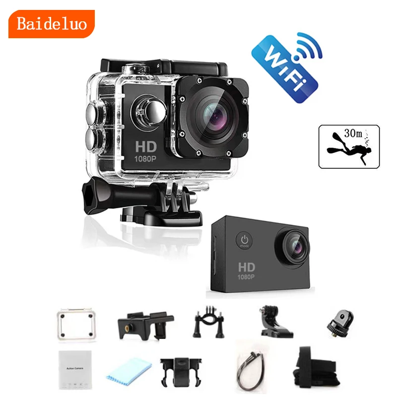 Mini WiFi Sports Camera HD1080P ultra HD waterproof recorder can record wide Angle underwater outdoor sports camera CAM