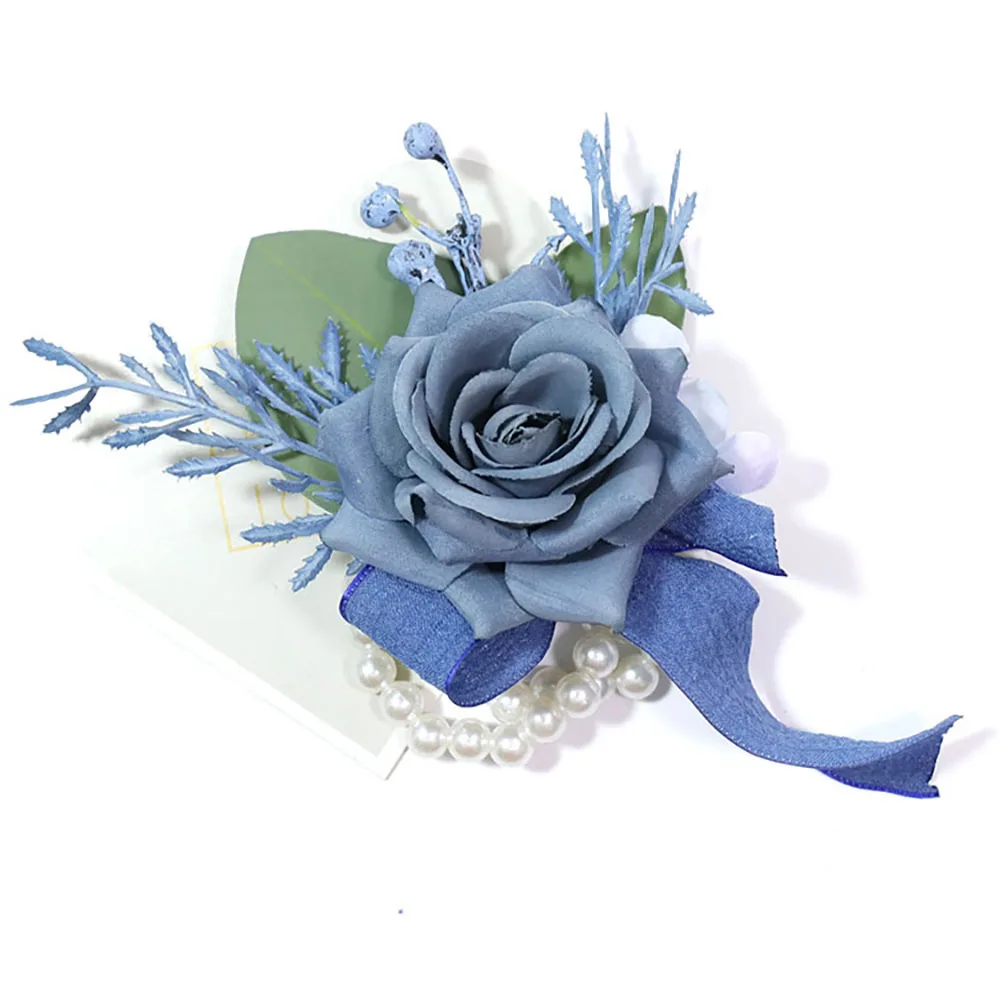 Elegant Dark Blue Boutonnieres with Artificial Flowers - Handmade Wedding Corsage Accessories