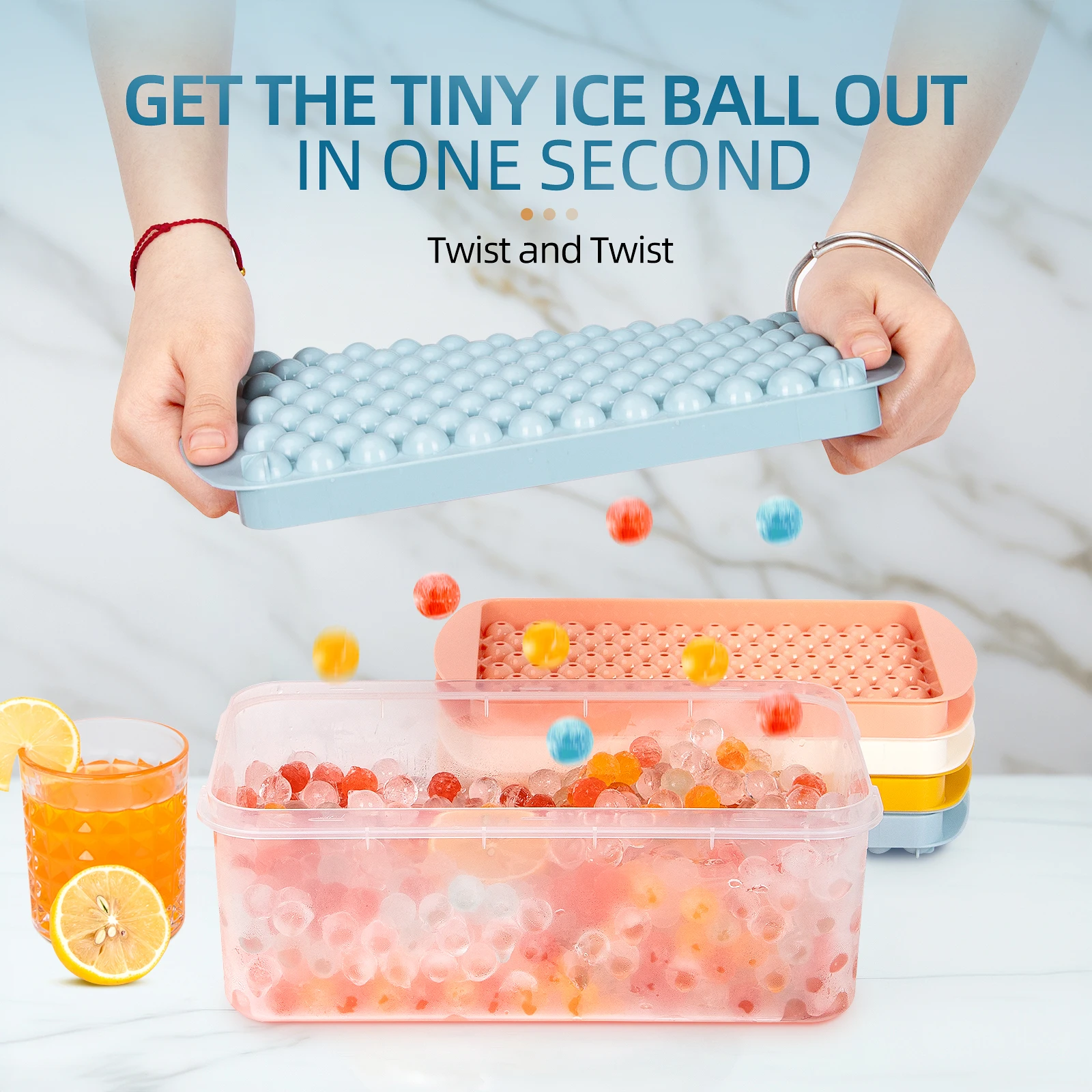 Compact 104-Hole Round Ice Ball Mold for Beverages and Cocktails