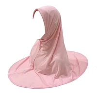 Big Girls Women One Piece Amira Plain Muslim Hijab High Quality Pull On Instant Scarf Headscarf Ramadan Pray Hats Shawl Wrap Cap