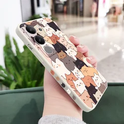 Cute Stacking Cat Silicone Phone Case Cover for V27 (White)
