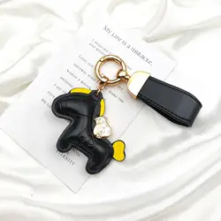 Elegant Leather Cartoon Pony Keychain Pendant, Mini Horse Bag Charm and Stylish Holiday Gift (Black)