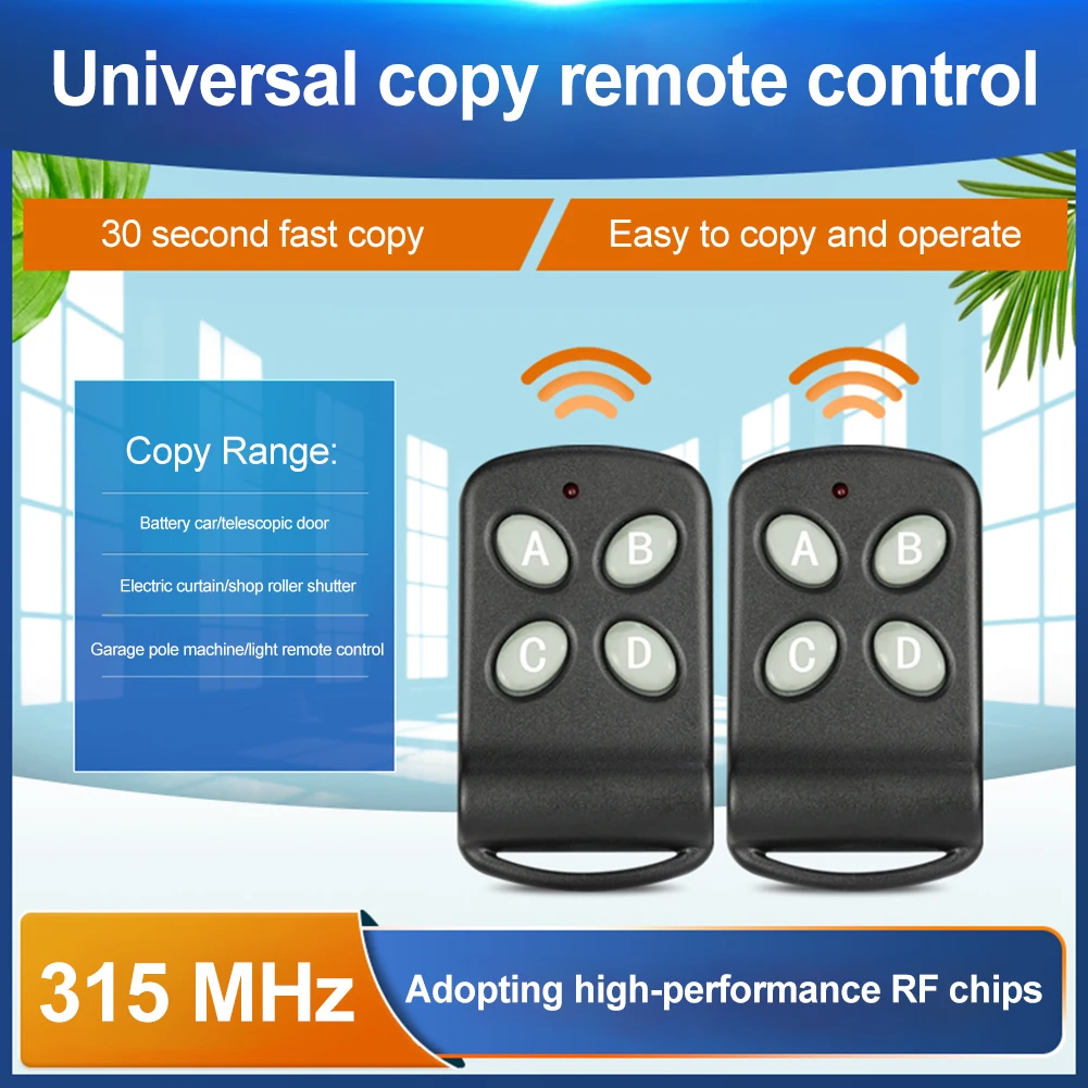 Mando a distancia Universal para puerta de garaje, 315MHZ, 433MHZ, 4 canales