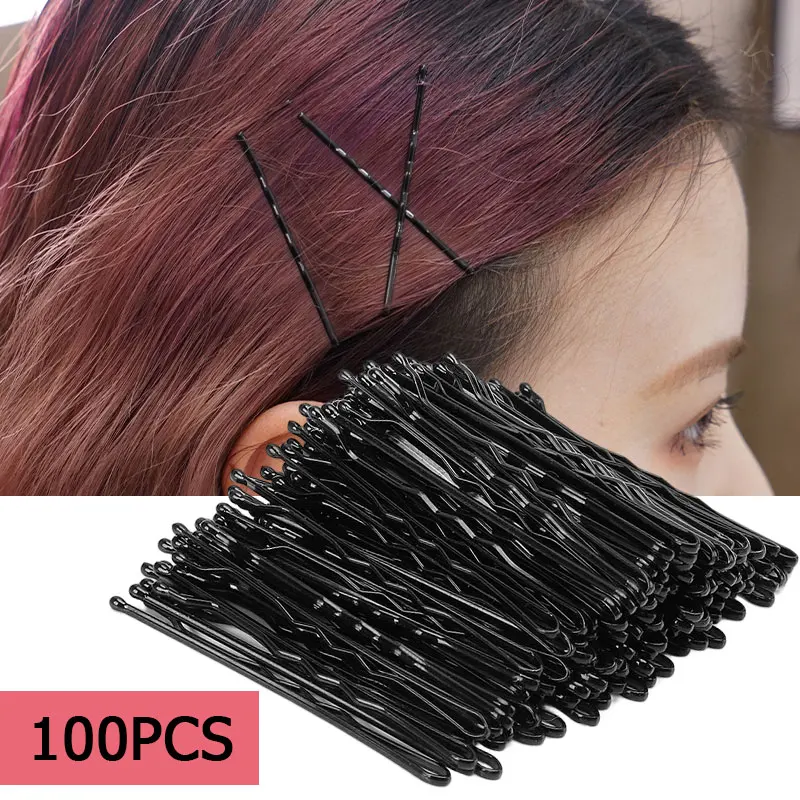 100pcs Black Hairpins Waved U-shapedBarrette Salon Grip Clip Hairpins Black Metal Hair Accessories for Bun Gifts therapy full body massage bed beauty folding pedicure salon tattoo table spa portable camilla masaje beauty furniture lj50mb